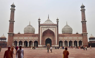 Delhi, India - 7th November 2019:Tourists in the grounds of the Jama Masjid Mosque