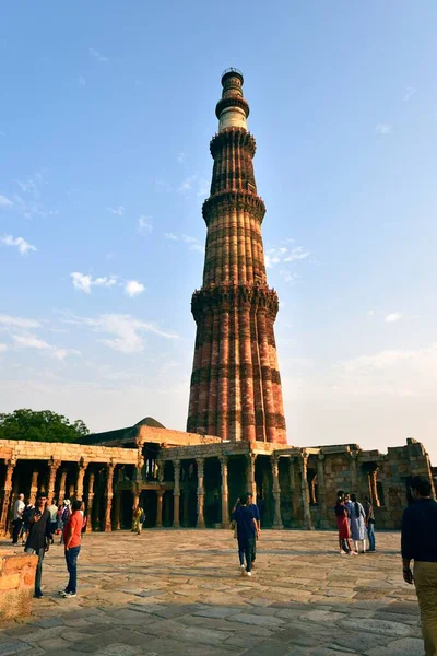 Old Delhi Índia Novembro 2019 Turista Luz Sol Noite Torre — Fotografia de Stock