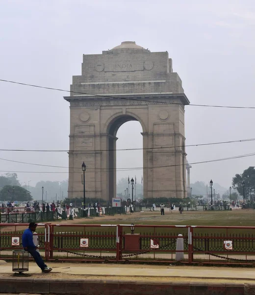 Delhi Índia Novembro 2019 Portão Índia Névoa Manhã — Fotografia de Stock