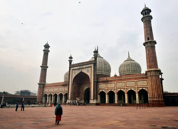 Delhi Índia Novembro 2019 Turistas Nos Terrenos Mesquita Jama Masjid — Fotografia de Stock