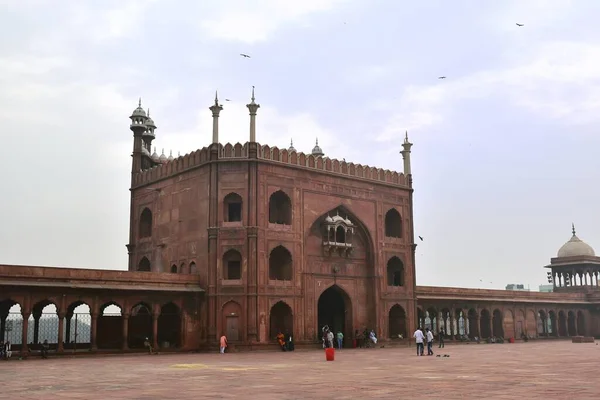 Delhi Índia Novembro 2019 Grande Porta Entrada Mesquita Jama Masjid — Fotografia de Stock