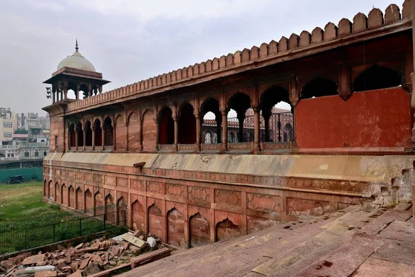 Delhi Índia Novembro 2019 Turistas Nos Terrenos Mesquita Jama Masjid — Fotografia de Stock