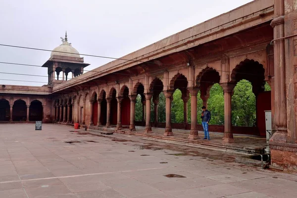 Delhi Inde Novembre 2019 Touristes Dans Parc Mosquée Jama Masjid — Photo