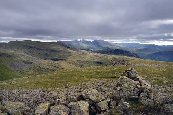 Nuages Sombres Recouvrant Les Sommets Des Scafells — Photo