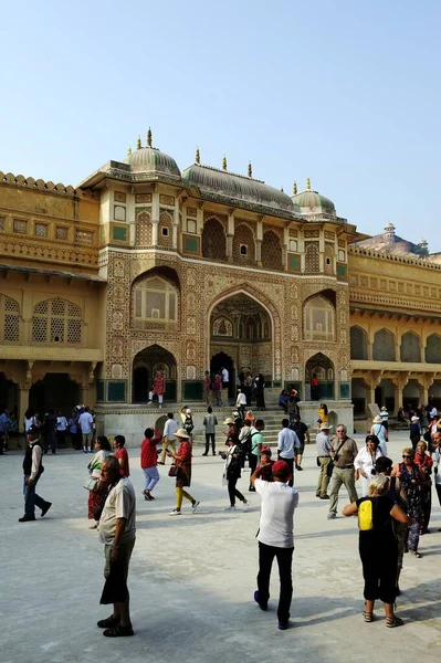 Jaipur Inde Novembre 2019 Les Touristes Apprécient Explorer Fort Amber — Photo