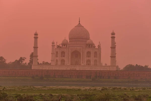 Taj Mahal Agra Índia Novembro 2019 Taj Mahal Rio Yamuna — Fotografia de Stock