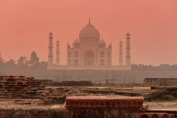 Taj Mahal Agra India 2019 November Taj Mahal Yamuna Folyóból — Stock Fotó
