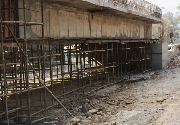 Ranthambhore Indien November 2019 Stahlstützen Für Das Neue Brückenbauwerk Stockfoto