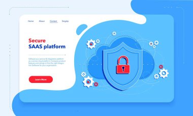 Api devre dışı bırakılmış ilk ekran şablonu ile güvenli bir platform oluşturun. Koruma konsepti olarak kalkan ve kilit.