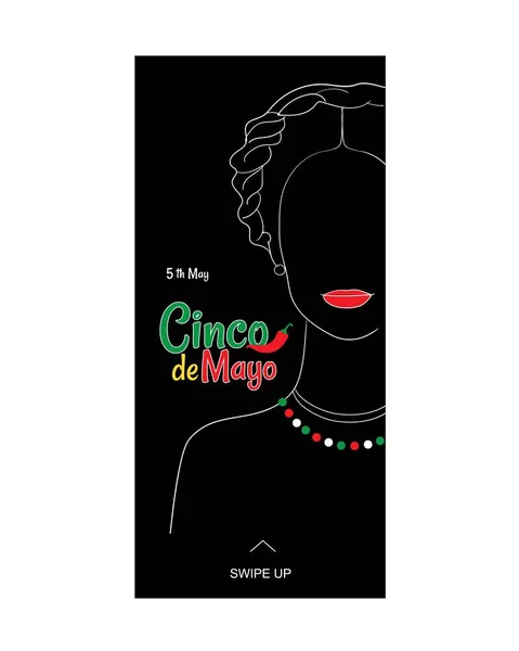 Cinco de Mayo or Fifth of May annual holiday vector social media story template. — Wektor stockowy