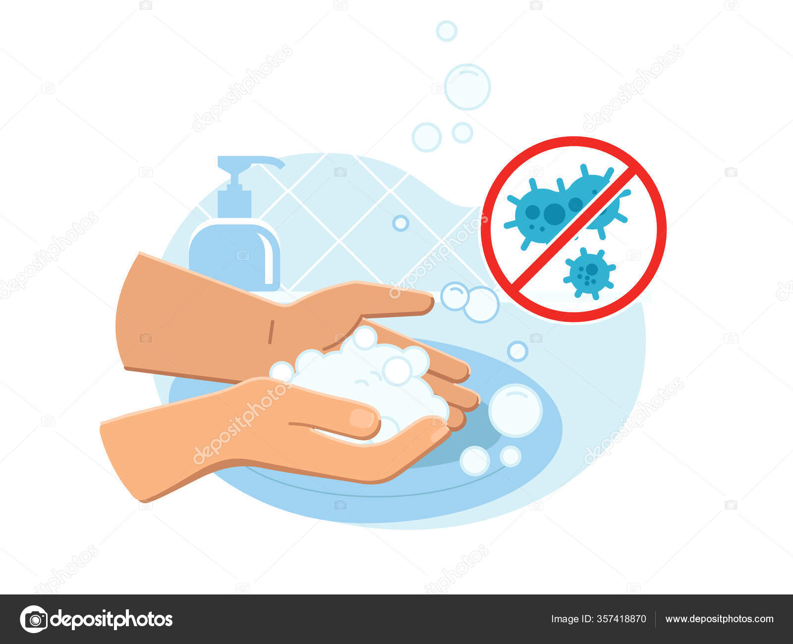 Kid washing hands Vector Art Stock Images | Depositphotos
