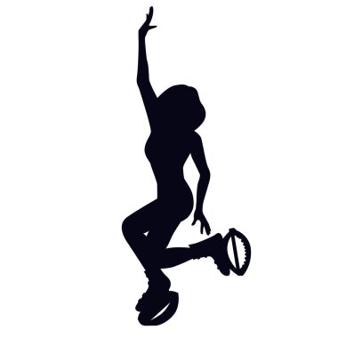 Kangoo zıplama botlarıyla üzüm şarabı egzersizi yapan kadın silueti. HIIT sırasında zıplama ayakkabılarıyla dans eden kız..