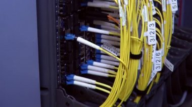Led ışıkları yanıp sönen ile çalışan veri sunucuları tarafında geri