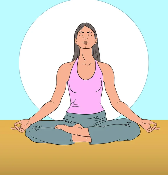 Yoga chica meditación — Vector de stock