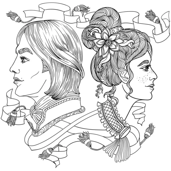 Coloring Book Antistress Adults Romantic Couple — 스톡 사진
