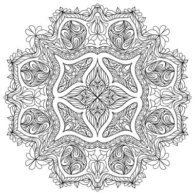 Yetişkinler için Zentangle boyama sayfası botanik dekoratif mandala ile strese karşı