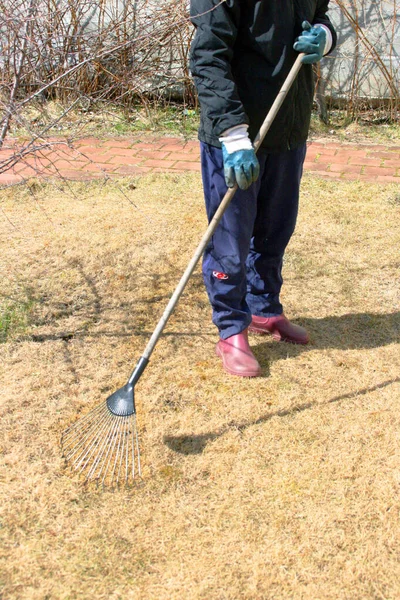 Pessoa Trabalhando Jardim Agricultura Consept Jardim Preparação Para Soar Cair — Fotografia de Stock