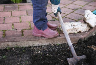 Bahçede toprak kazan biri. Tarım kutsaldır. Sallanma ya da düşme için bahçe hazırlığı