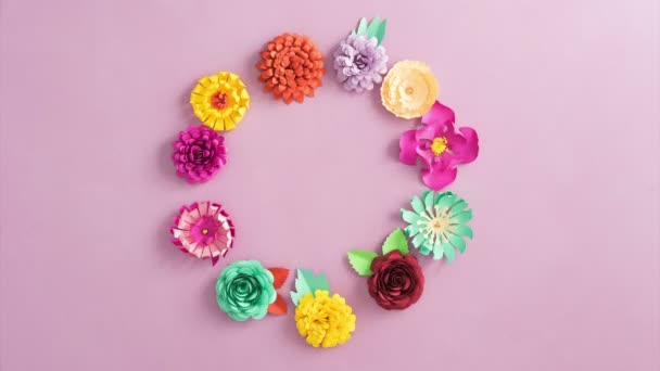Paper flowers rotating — Stock Video