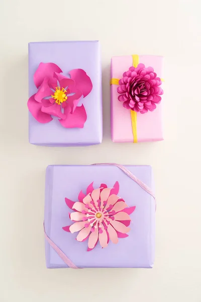 Paper flower gift boxes — Stock Photo, Image