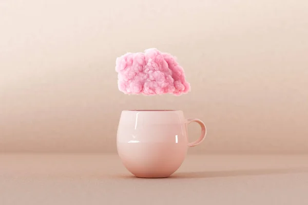 Coupe avec nuage rose rendu 3D — Photo