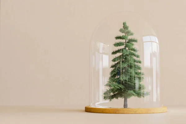 Träd under glas kupol 3D-rendering — Stockfoto