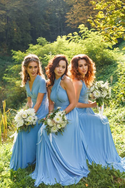 Three beautiful bridesmaids — Stock Photo, Image