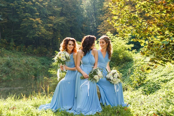 Three beautiful bridesmaids — Stock Photo, Image