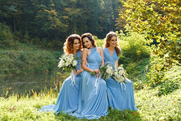 Three beautiful bridesmaids — Stock Photo, Image