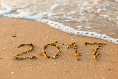 Mutlu yeni yıl 2017 deniz sahilde