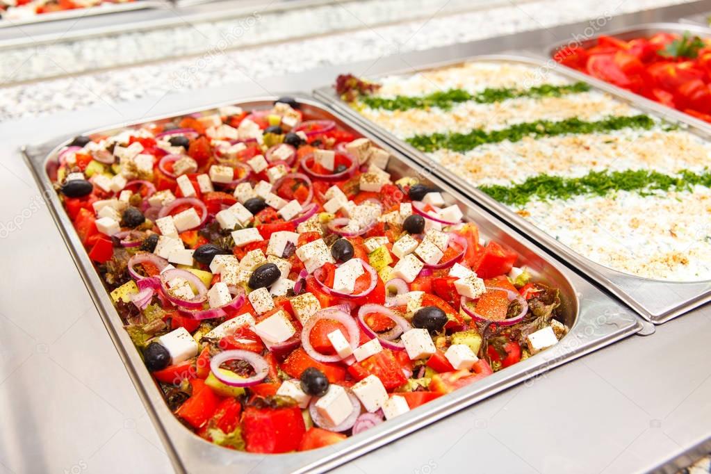 Salad selection in a hotel restaurant