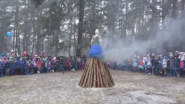 Ritual pembakaran patung musim dingin — Stok Video