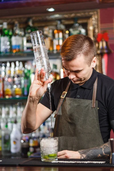 Kokteyl yapmak barmen — Stok fotoğraf