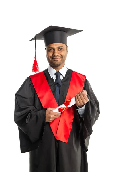 Αρσενικό αφρικανική αμερικανική απόφοιτος εσθήτα και καπάκι — Φωτογραφία Αρχείου