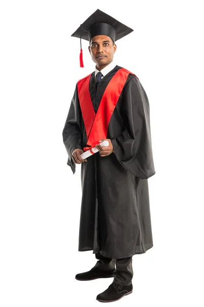 Male african american graduate in gown and cap — Stock Photo, Image