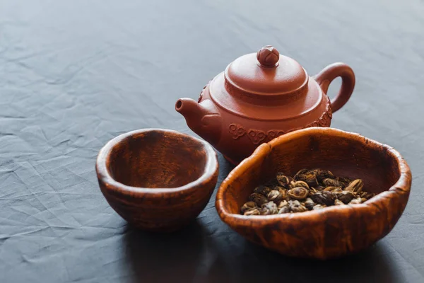 Conjunto de tetera, chahe y tazón — Foto de Stock