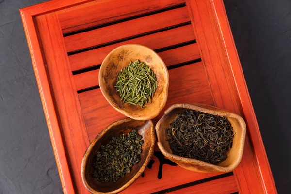 Conjunto de tres tipos de té en chahe — Foto de Stock