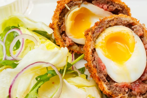 English food, Scotch eggs served with lettuce