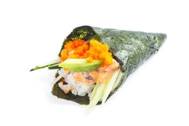 El rulo tune, zencefil sos, uçan balık Roe, avokado ve salatalık ile