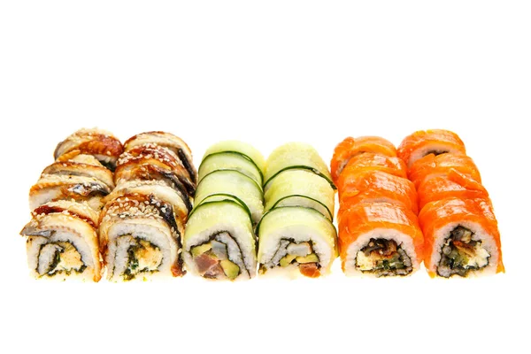 Sammlung von Sushi-Stücken — Stockfoto