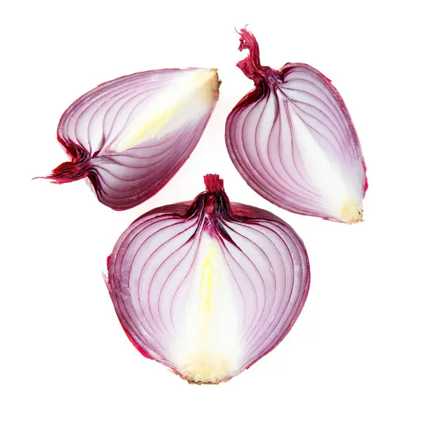 Arrangement of whole and chopped red onions — Stock Photo, Image