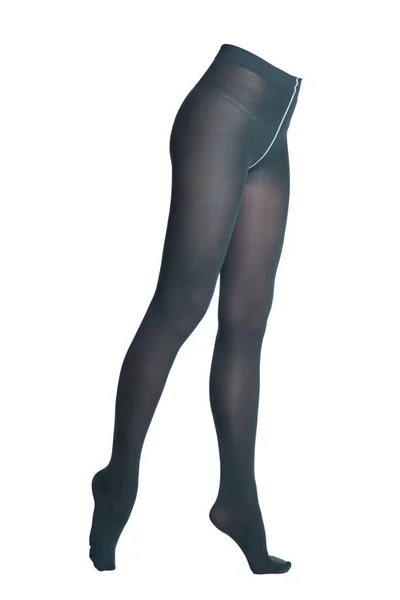 Beine eines schönen Mädchens in dunkelblauen Strumpfhosen — Stockfoto