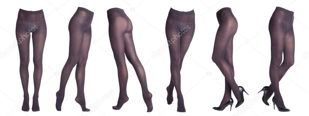 Collection of feet of girls in pantyhose in various poses