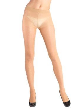 Vücut renkli tayt giymiş düzgün kadın bacakları