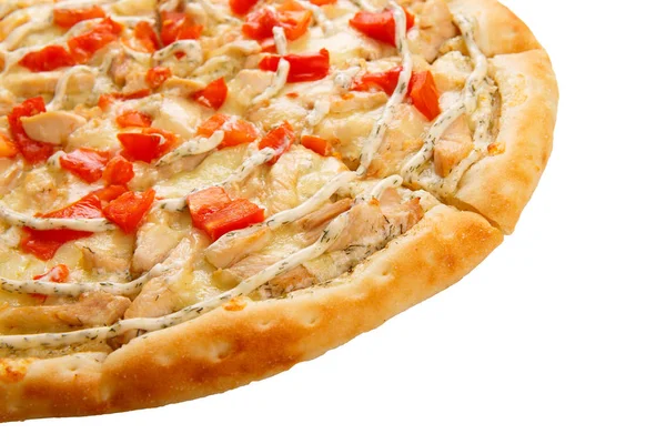 Fragmento de deliciosa pizza italiana clássica — Fotografia de Stock