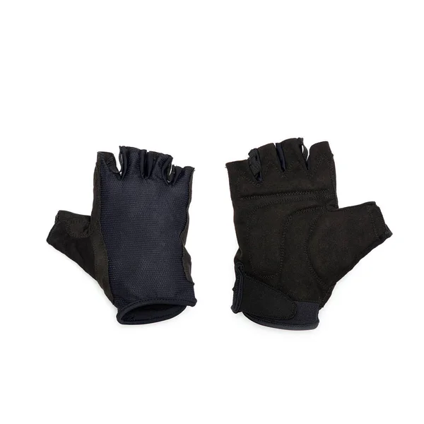 Gants Sans Doigts Couleur Noire Pour Vélo Vélo Fitness Isolés — Photo