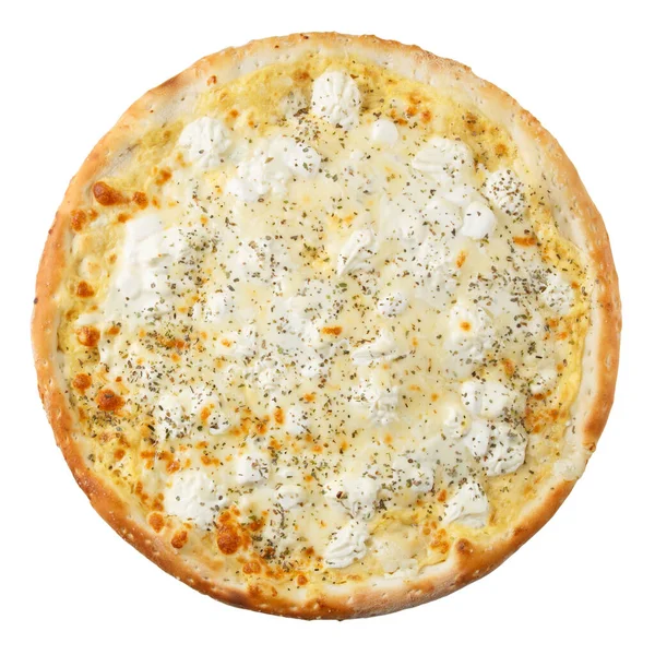 Deliciosa Pizza Italiana Quente Com Diferentes Tipos Queijo Creme Isolado — Fotografia de Stock