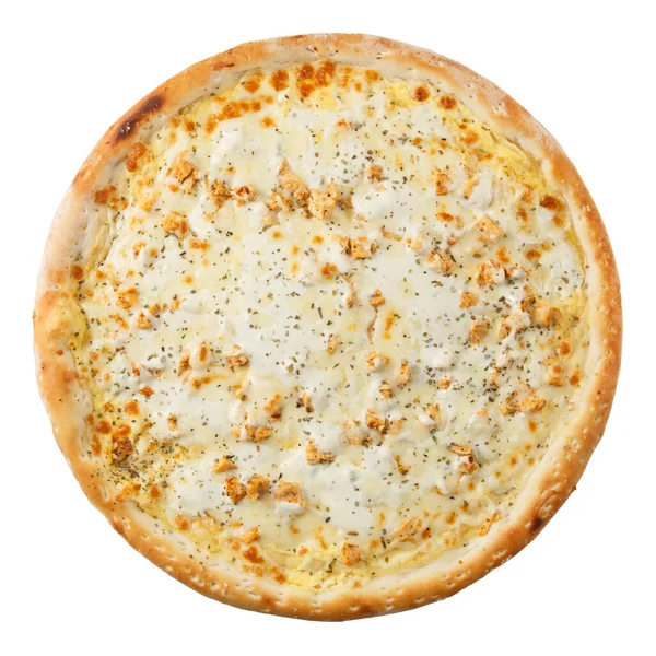 Deliciosa Pizza Italiana Clássica Com Filé Frango Queijo Dorblu Isolado — Fotografia de Stock