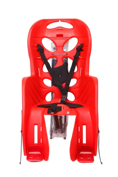 Красное Велосипедное Кресло Детей Изолированных Белом Концепция Семейного Спорта — стоковое фото