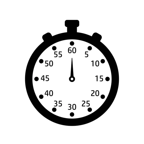 Cronómetro blanco y negro. Icono de reloj — Vector de stock